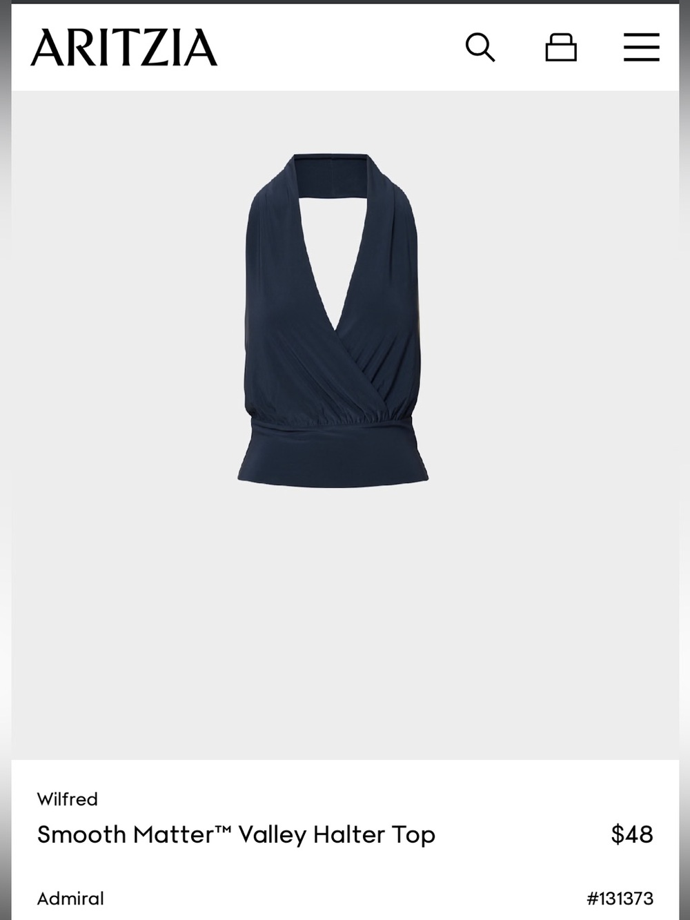 ARITZIA Wilfred Admiral Navy Halter Crossover Tank size 2xs NWOT